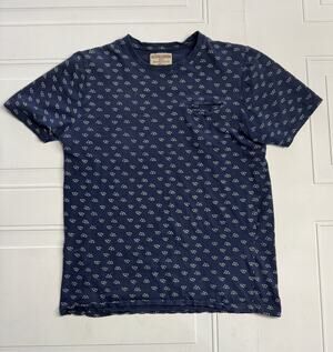 Hudson & Barrow Shirt Mens Large Slim Blue Geometric Allover Print Triangles